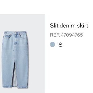 MANGO Slit Denim Skirt size small